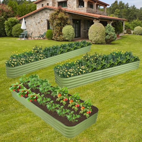 6-in-1 Modular Raised Garden Bed-8x3x1ft Adjustable 6 Sizes - color: Green, size: 8×3×1FT