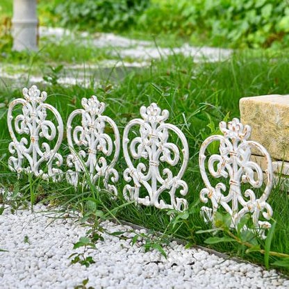 Sungmor Cast Iron Garden Edging, 11.8 Inches Tall 4 Pack Rustic White - color: Rustic White - 11.8inch Tall