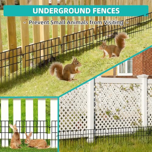 14 Panels Animal Barrier Fence, No Dig Fences, 13in(H) X 19.9ft(L) Garden Fence Animal Barrier for Rabbit and Dog Under Fencing Barrier, Rustproof Metal Fences Border for Outdoor, Yard, Patio - size: 14 Panels-19.9ft(L)x13in(H)