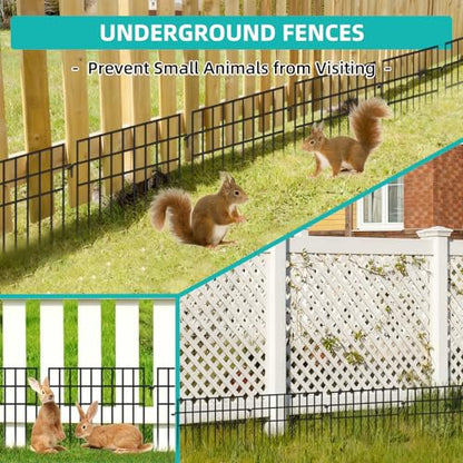 14 Panels Animal Barrier Fence, No Dig Fences, 13in(H) X 19.9ft(L) Garden Fence Animal Barrier for Rabbit and Dog Under Fencing Barrier, Rustproof Metal Fences Border for Outdoor, Yard, Patio - size: 14 Panels-19.9ft(L)x13in(H)