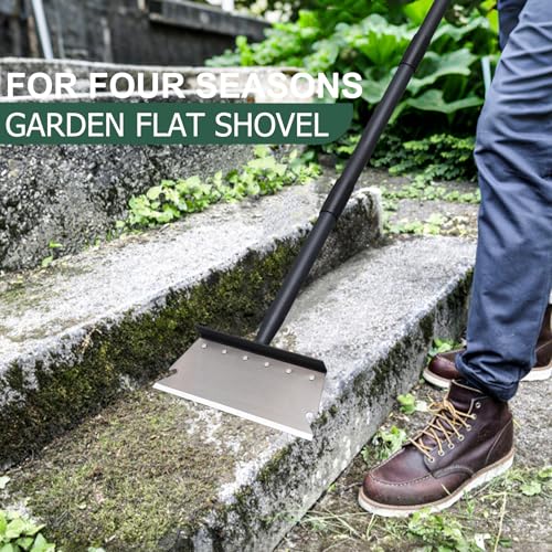 Garden Cleaning Shovel, Snow Shovel, Ice Scraper, 59 Inch Adjustable Handle Heavy Duty Garden Shovel Multifunctional Cleaning Shovel, for Lawn Edging, Scraping, Weed and Ice Removal - color: Silver