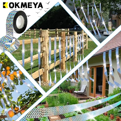 Bird Scare Tapes 262FT Reflective Flash Tape for Birds, Bird Scare Device Double Side Ribbon Scare Birds Away for House, Garden, Yard, Orchard, Patio, Outdoor (Pack of 2) - size: 262ft*2-Roll-Packaging