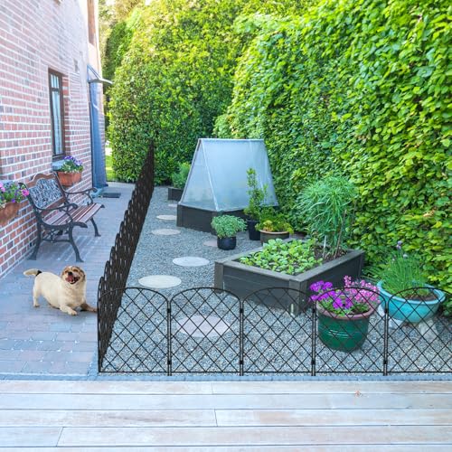 PINPON 19Pack 20ft Garden Fence 24in High Rustproof Metal Barrier Yard - size: 20ft-19pack