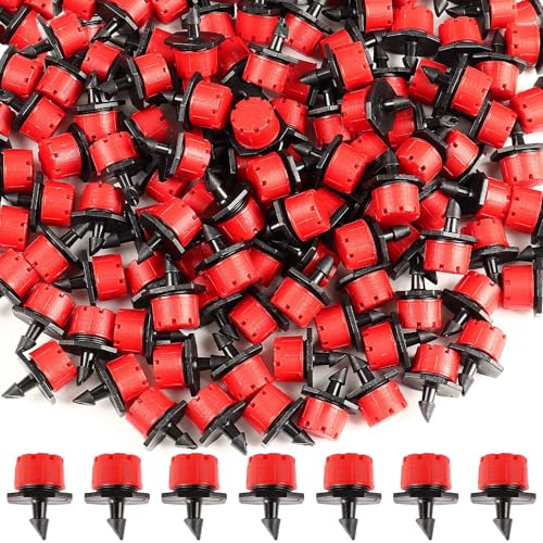 120 PCS Irrigation Drippers Sprinklers,1/4 Inch Drip Emitters, 360 Degree Adjustable Flow Dripper, 8-Hole Irrigation Nozzles for Flower Plant Watering System