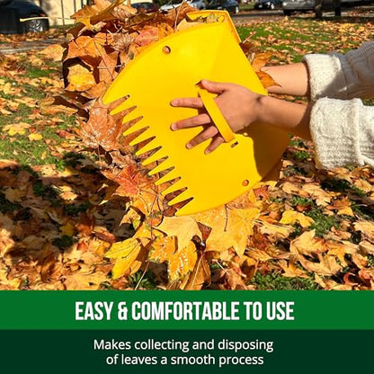 GardenHOME Leaf Picker Upper, Leaf Scoops Hand Rakes, Leaf Grabber Claws - style: light yellow