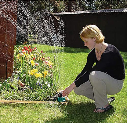 360° Rotating Garden Sprinkler – Automatic Multi-Arm Lawn Watering System with Adjustable Nozzles – Outdoor Irrigation Sprayer for Yard, Grass, Garden, Green