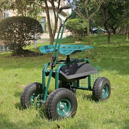 BDL Garden Cart Outdoor Rolling Garden Workseat with Wheels, Heavy Duty Garden Tool Cart with Extendable Handle and Storage for Seniors Yard Gardening Work - size: Rolling Cart