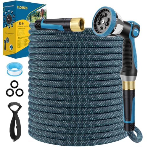 Non-Expandable Garden Hose 150 ft, Lightweight Flexible Anti-Kink - color: Blue, size: 150ft