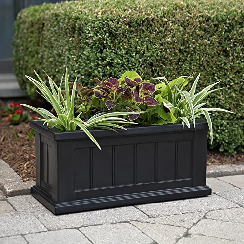 Mayne Cape Cod 24in Self-Watering Rectangular Planter, Black - color: Black, size: 24in x 11in