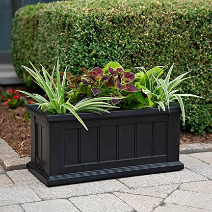 Mayne Cape Cod 24in Self-Watering Rectangular Planter, Black - color: Black, size: 24in x 11in