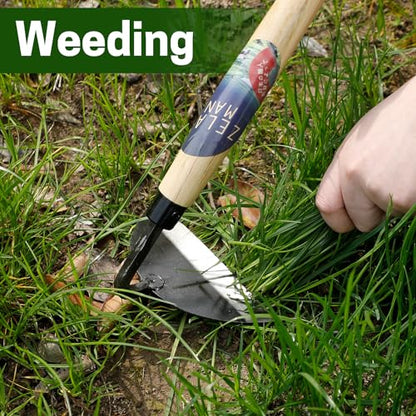 Garden Weeding Sickle/Hand Hoe, Gardening Cutting Grass Sickle, Japanese Sickle Style Hand Weeder Tool with Thick Blade&Wooden Handle - color: T-Sickle