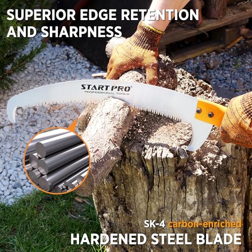 StartPro 23ft Reach Tree Pruning Saw, Telescopic, Manual, Lightweight, 18ft Extendable Pole Saw with Sharp Carbon-Enriched Blade for Efficient Tree Maintenance and High-Reach Branch Cutting.