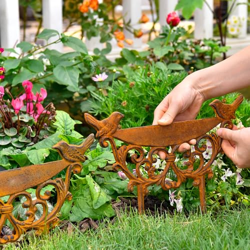 Sungmor Cast Iron Garden Edging Border, 9.9 Inches Tall, 4 Pack Rust - color: Full Rusted - 10inch Tall