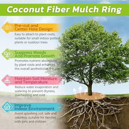 Legigo 6 Pack Coconut Fiber Mulch Ring Tree Plant Protector Mat, 18 Inch - color: 6 Pack, size: 18 Inch