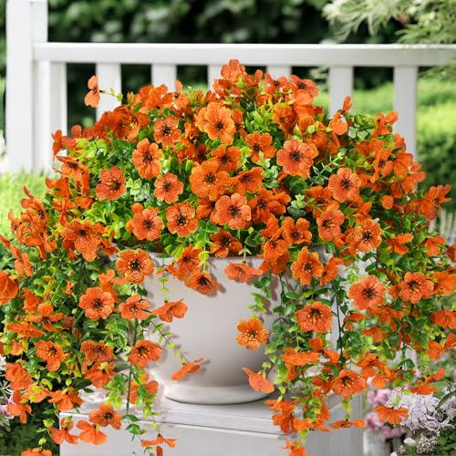 ZFProcess Artificial Hanging Flowers Plants for Outdoor Fall Decoration - color: Orange