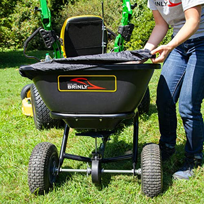 Brinly BS26BH-A Tow Behind Broadcast Spreader with Universal Hitch, 125 lb. - Deluxe Matte Black - color: Deluxe Matte Black