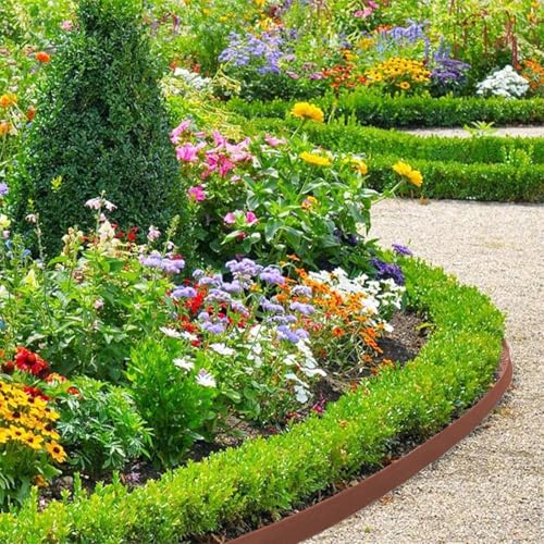 Landscape Edging 33FT,Garden Borders Edging【2IN Hight】with 30 Spikes（Brown） - color: Brown, size: 2IN×33FT