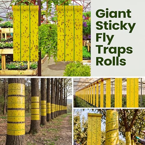 Qualirey 5 Pcs Giant Flypaper Fly Traps, 295ft Sticky Yellow