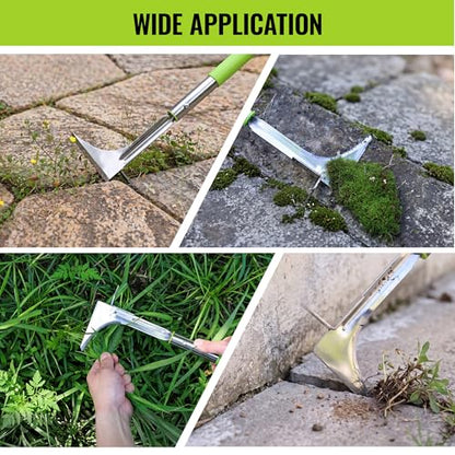 WORKPRO Crack Weeder, Stainless Steel Crevice Weeding Tool with Adjustable Long Handle (27"-54")