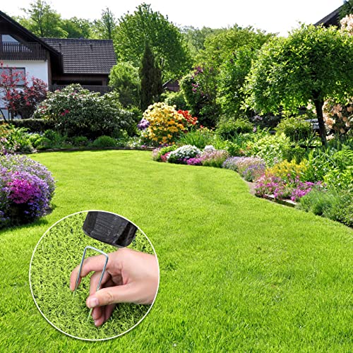 50 Pack Garden Stakes, U-Shaped Tent Stakes, Galvanized Landscape Staples, Ground Stakes, for Landscaping Securing Weed Barrier Fabric, Irrigation Tubing, Holding Fence, Tarpaulin - size: 50 Pack