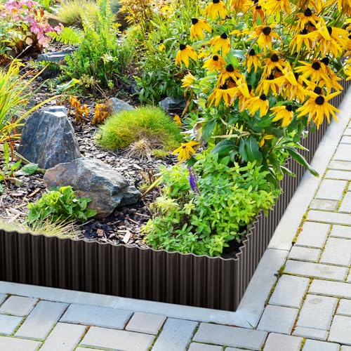 LAVEVE Corrugated Metal Garden Edging 6" x 40Ft, Landscape Edging Border - color: Black