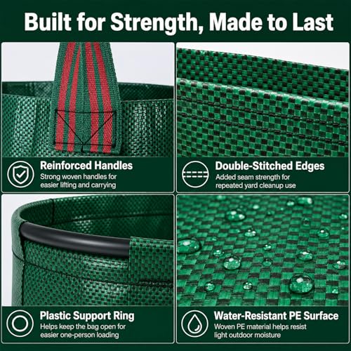 Leaf Scoops Hand Rakes, Leaf Claws & Leaf Grabbers for Yard Work with 72-Gallon Reusable Leaf Bag, 2 Pairs Adult Garden Gloves & Soft Handle Covers, Yard Cleanup Kit for Leaves - style: Leaf Scoops Kit with Bag & Gloves
