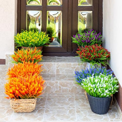 AXYLEX Artificial Lavender Flowers Outdoor, 20 Bundles Fake Plants (White) - color: White