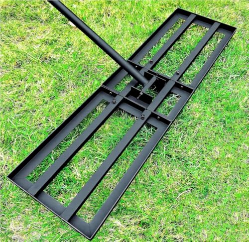 Lawn Leveling Rake Soil Leveler - 36 x10 Inch Stainless Steel Yard Lawn Leveling Tool 6.5FT Handle, Heavy Duty Professional Grade Tool for Dirt Sand Grass Soil for Garden Golf Course Backyard Black