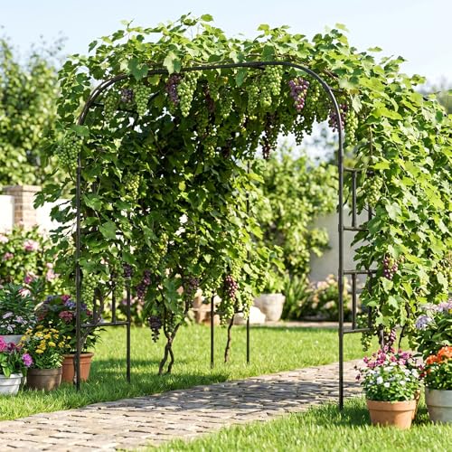DoCred 87" H x 79" L Garden Arch Trellis, Metal Trellis for Climbing Plants - size: 87"H x 79"L x 16"W