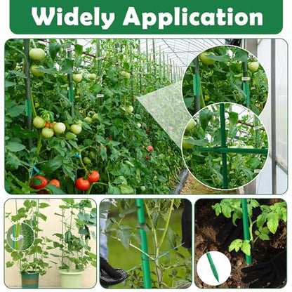 Cludoo 94PCS Garden Stakes Set with 30 Sets Fiberglass Plant Stakes Sticks Supports and Accessories, DIY 4ft 5ft 6ft 7ft Tomato Stakes for Tomato,Vegetables, Pepper, Indoor Outdoor Spring Plants - size: 30 sets