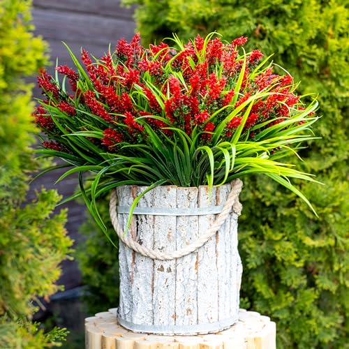 AXYLEX Artificial Lavender Outdoor, 20 Bundles Fake Plants (Red) - color: Red