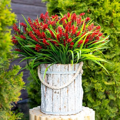 AXYLEX Artificial Lavender Outdoor, 20 Bundles Fake Plants (Red) - color: Red