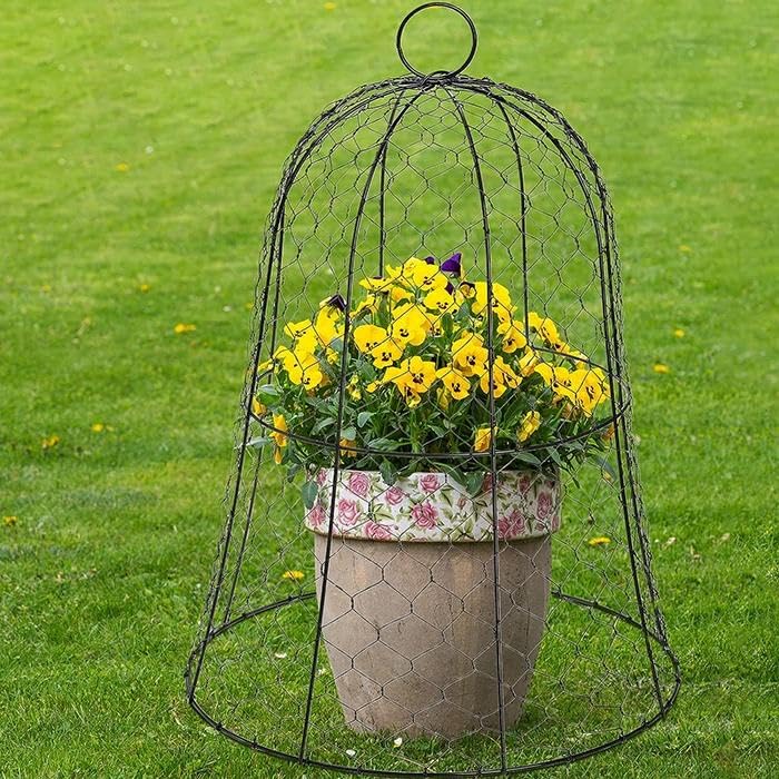 Metal Plant Covers 9 Packs,Heavy Duty Garden Cloche Plant Cage,with Glove & Metal Stakes & Zip Ties,13"x15.7"H Rust-Proof Plant Protectors from Animals for Vegetables,Flowers,Seedlings Against Rabbits