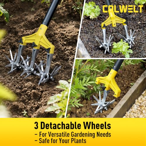 Colwelt Cultivators for Gardening 61’’, Rotary Cultivator Tool, Hand Tiller