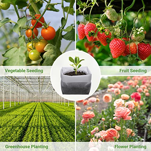 GREANER 100PCS Biodegradable Nursery Bags, 11x11.8 inches Thickened Grow Plant Bags for Vegetables, Flower Seedling Starter Containers, Indoors and Outdoors Use, Home Garden Supply - size: 11"x11.8"/100pcs