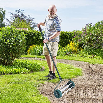 Happytools Rolling Lawn Aerator, Grass Dethatching Manual Aeration Tool with 50 Inch Handle, Gardening Lawn Care Aerators for Yard Garden Lawn - style: HYT-2980