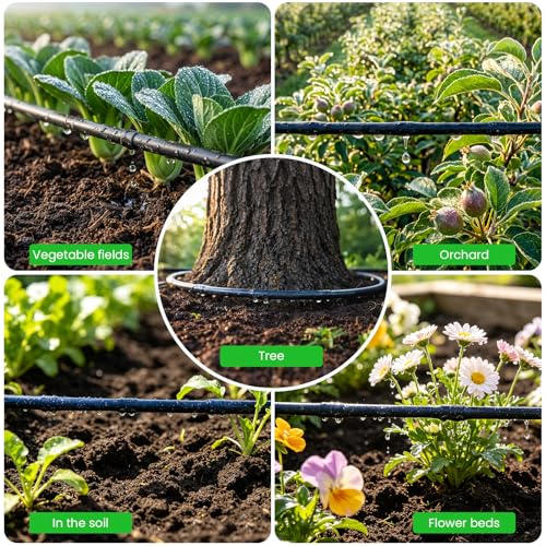 MIXC 1/4" Irrigation Dripline Tubing with Built-In Emitters, 200 Ft Roll - size: 200FT
