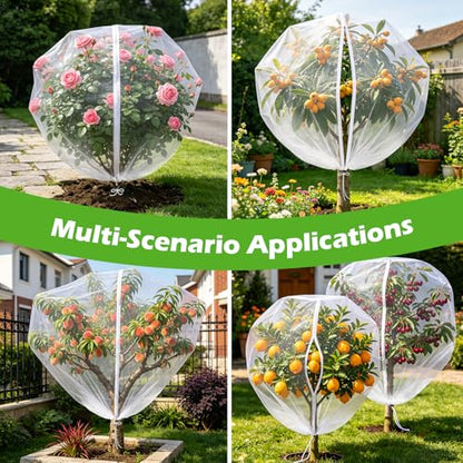 4PCS 4.6Ft × 5.9Ft Fruit Tree Netting with Zipper and Drawstring, 60 Mesh Thickened Garden Bird Netting for Blueberry Bushes, Fruits, Vegetables, Insect Bird Barrier Mesh Protective Cover - size: 4.6Ft × 5.9Ft