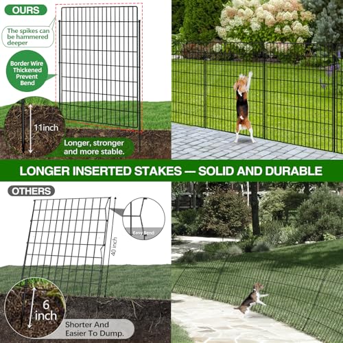 15 Panels Garden Fencing Animal Barrier with Lock, 40 in(H) X 36 ft(L) Dog Fence Outdoor for Yard Rustproof No Dig Decorative Tall Garden Fence Metal Wire Panel Border Rabbit Ground Stakes Fencing - size: 40in(H) X 36Ft(L)