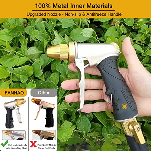 FANHAO Metal Water Hose Nozzle Heavy Duty, High Pressure, Leak Proof - color: Black & Silver, size: Adjustable Tip