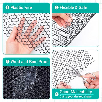 Plastic Mesh Fence Roll Black, Black, 40inx50ft - color: Black, size: 40inx50ft