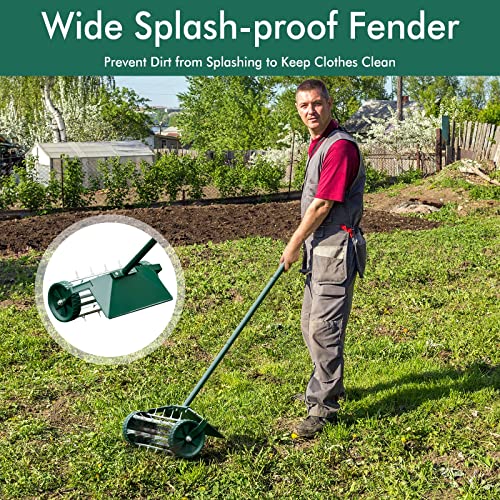 DORTALA Manual Lawn Aerator, Aerator Lawn Tool with Anti-Slip Handle and Tine Spikes, Easy Assembly, Grass Aerator for Lawn, Yard, Garden (with Fender)