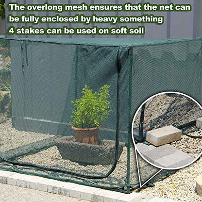 Square 4'x4' Netting Cover 3.3FT Tall Crop Cage Pest Guard Cover for Vegetables Fruits Durable Plant Garden Net with 4 Stakes - style: 49*49*39inches Square Net