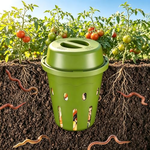 Mini Inground Worm Composter, Underground Worm Farm with Aeration & Animal-Proof Lid, Organic Vermicomposting Container for Garden, Raised Beds & Yard, Easy for Beginners, Green - size: 1-pack