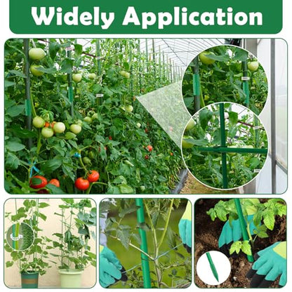 Cludoo 162PCS Garden Stakes Set with 50 Sets Fiberglass Plant Stakes Sticks Supports and Accessories, DIY 4ft 5ft 6ft 7ft Tomato Stakes for Tomato,Vegetables, Pepper, Fences Indoor Outdoor Plants - size: 50 sets