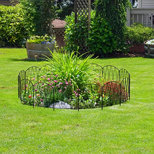 YBING Decorative Garden Fence, 10 Pack 11Ft (L) x 16In (H) Arched Metal Fence Border, Rustproof Animal Barrier for Flower Bed Patio Landscape Outdoor