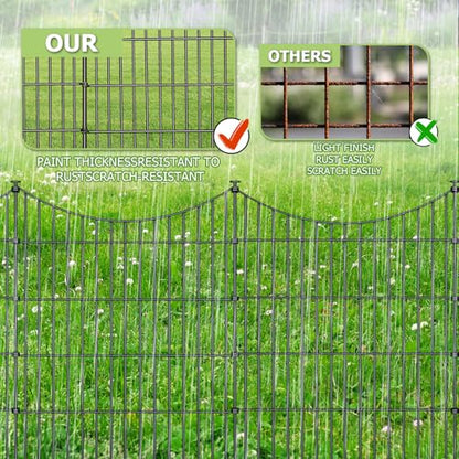 10‑Panel No‑Dig Garden Fence with Gate, 32" H x 23.6'L Outdoor Dog Barrier - size: 10pc 23.6 ft(L) X 32 in(H) with Gate-Concave