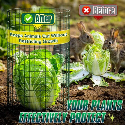 12 Pack 17" x 12" Tall Round Plant Cage - 36PCS Plant Support Cage Metal Wire Mesh Plant Protector for Outdoor Gardening Supplies Garden Protection Rabbits Chickens Ducks for Vegetables Flowers Shrubs