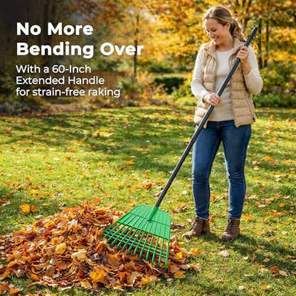 Gardzen 67" Adjustable Long Handle Rake with Large Leaf Scoops - style: Scoops & Rake Set