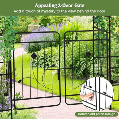 S AFSTAR 87-Inche Garden Arbor with Gate & Side Planter Box, Metal Garden Arch with Lockable Gate, Arched Top Arbour, Heavy-Duty Arched Trellis Archway for Climbing Plants Grape Vines Wedding Ceremony